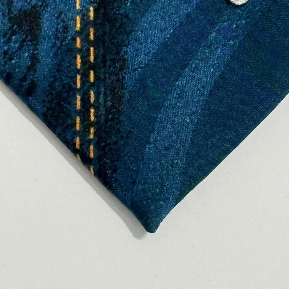 1997 Looney Tunes Denim Shirt Illusion Tie Bugs Bunny Sylvester Taz Daffy Silk